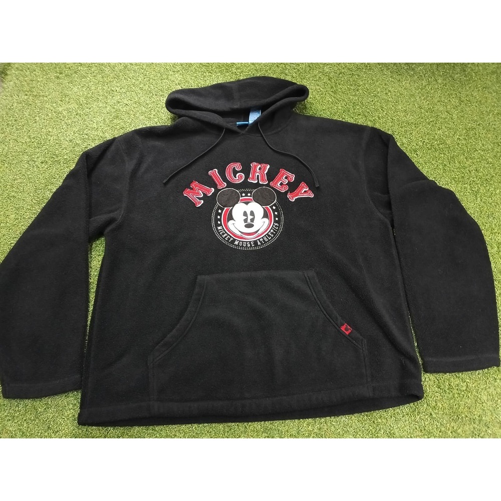 Disney Mickey Mouse Athletic Fleece Hoodie Mens Large Black Graphic Streetwear‎